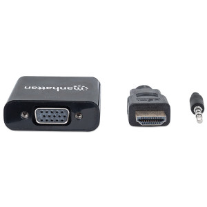 Cable convertidor MANHATTAN HDMI a VGA + audio 3.5MM.
