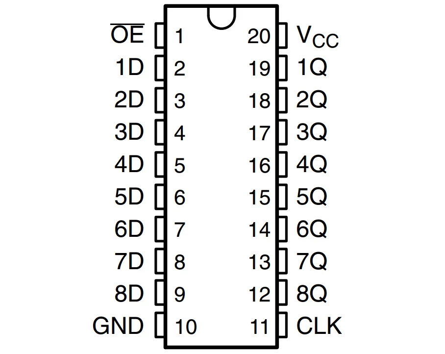 74574 74HC574 Flip Flop tipo D octal.