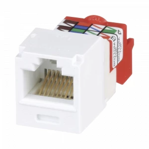 Jack modular mini-Com TX5e Cat5e, rojo / blanco.
