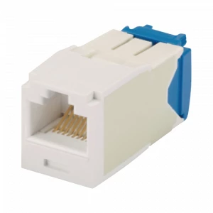 Conector jack RJ45 estilo TG, mini-Com, categoría 6A, de 8 posiciones y 8 cables, color blanco.