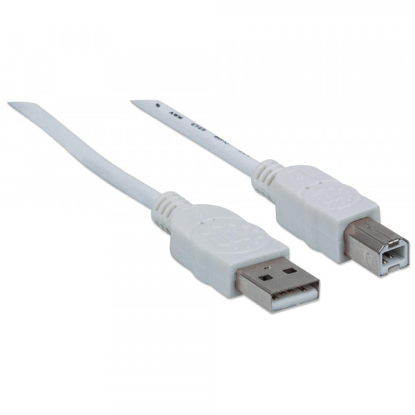 Cable MANHATTAN USB versión 2.0 A-B 1.8 m blanco.