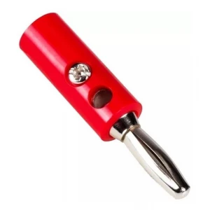 Conector banana color rojo con tornillo de 4mm.