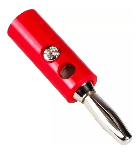 Conector banana color rojo con tornillo de 4mm.