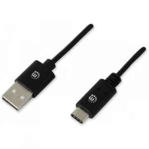 Cable USB-C MANHATTAN, AM-CM 2.0M V2, negro.