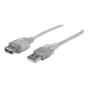 Cable USB 2.0 extensión MANHATTAN 3m tipo a macho-a hembra plata.