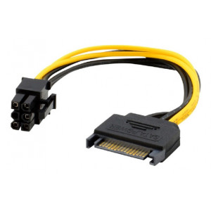SATA macho 15 pin A PCIE pin 6 tarjeta video cable negro/amarillo.