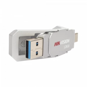 Memoria USB Dual de 128GB / USB-C y USB-A / Transferencia de Alta Velocidad / Metálica / Compatible con Dispositivos Móviles, Windows, Mac y Linux.