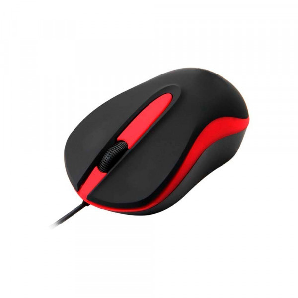 Mouse óptico QUARONI alámbrico color rojo 1200 DPI.