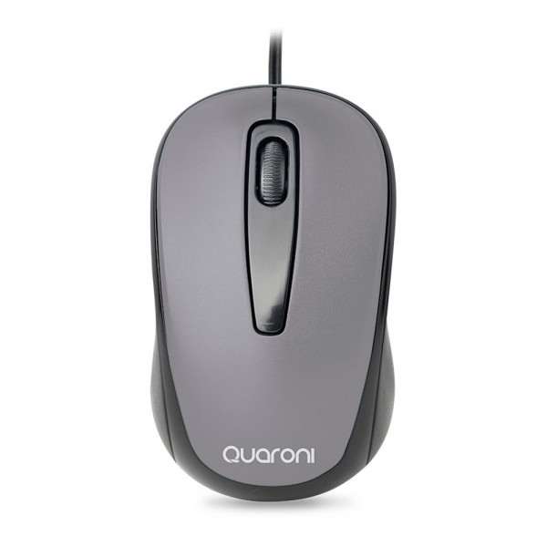 Mouse óptico QUARONI alámbrico color gris 1200 DPI.