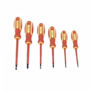 Juego de 6 desarmadores aislados bicolor 1000v metal.