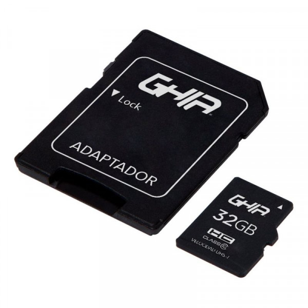 Memoria micro SD GHIA 32 gb clase 10 con adaptador.
