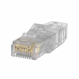 Plug RJ45 Cat6A para cable UTP de calibre23-24 AWG, chapado en oro de 50 micras.