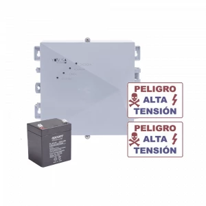 Kit de energizador de12,000Volts-.9JOULES/2500 mts lineales de protección/Activado por atenuación de voltaje, corte de línea o aterrizamiento de la línea/ Integración a panel de alarma.