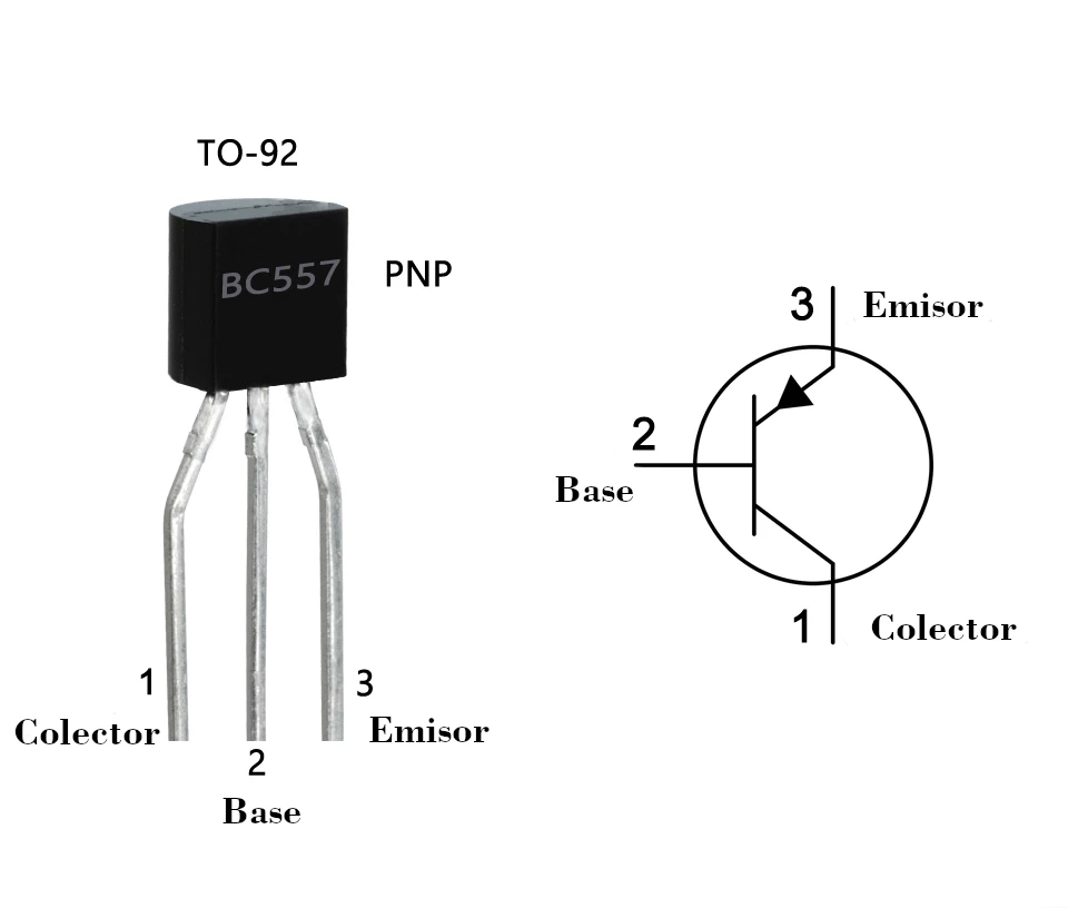 Transistor BC557 BJT PNP.