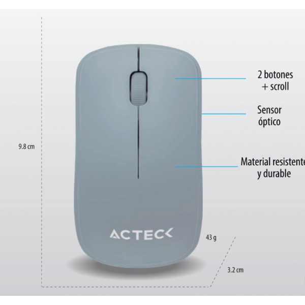 Mouse óptico inalámbrico ACTECK-E7 Receptor 2.4G/1000 DPI.