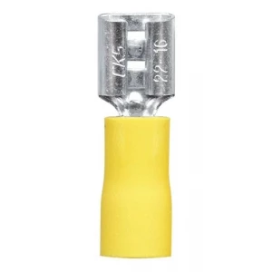 Terminal hembra 1/4" amarillo 10/12 AWG 1pza zapata hembra.