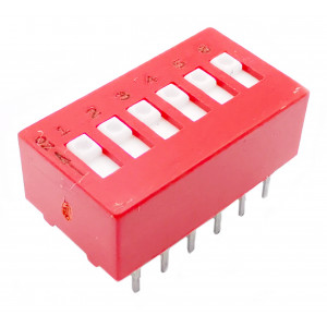 Dip Switch 6 canales paso 100/2.4mm.