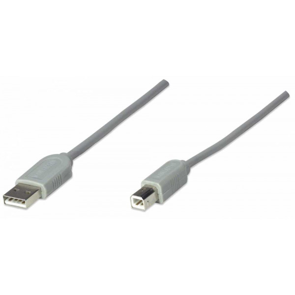 Cable USB 1.1 MANHATTAN A-B 4.5m gris.