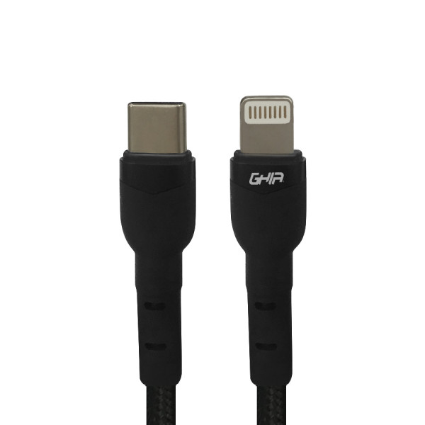 Cable GHIA USB tipo LIGHTNING color negro 1m.