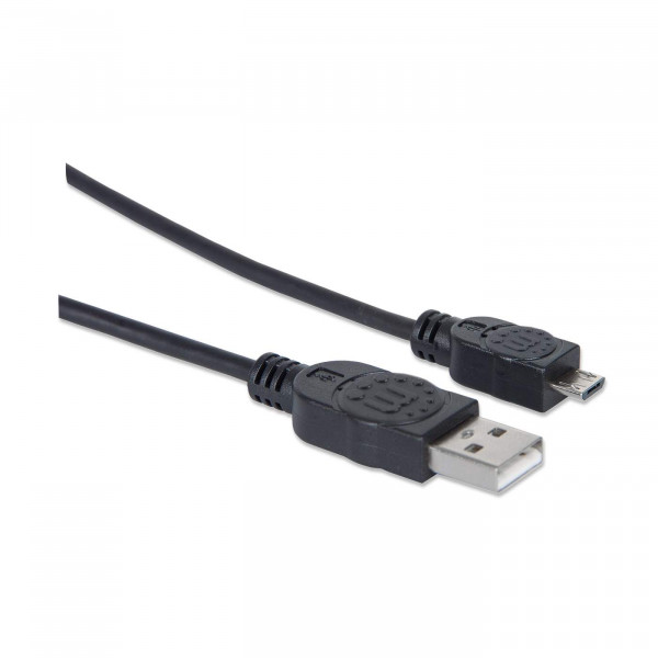 Cable USB 2.0 tipo A - micro USB 1.8m negro p/dispositivos móviles.