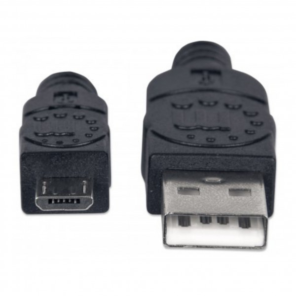 Cable USB 2.0 Tipo A - micro USB 0.5 M/ Negro para dispositivos móviles.