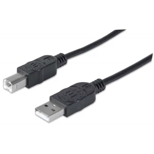 Cable USB 2.0 MANHATTAN A-B de 1.8m negro.