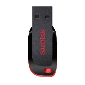 Memoria Sandisk 16gb USB 2.0 cruzer blade z 50 negro c/rojo.
