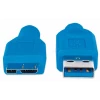 Cable USB 3.0 MANHATTAN a macho 7 MICRO 1MTS azul.