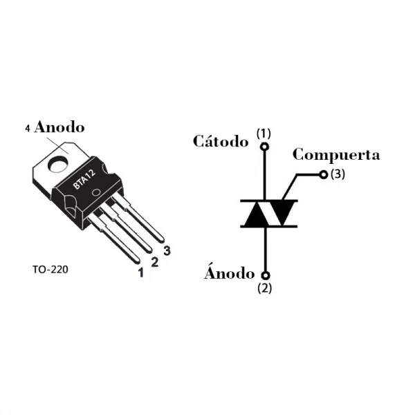 BTA12-700BWRG STMicroelectronics - Triac | 700V; 12A; TO220ABIns; Igt - Foto 2